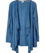 C&C California Women's Open Front Waterfall Hooded Cardigan Blue Size Medium