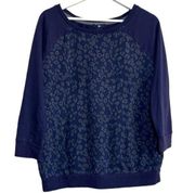 GAP | Blue animal print pullover sweater Size L