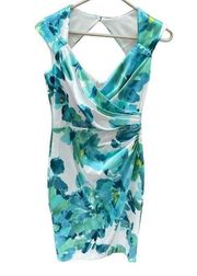 London times size 4 tropical satin faux wrap dress