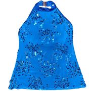 Vintage Y2K 2000s Sparkly Sequin Embellished Rave Style Halter Top Shirt