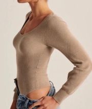 Abercrombie and Fitch brown Scoop Neck Balloon Sleeve Sweater Bodysuit