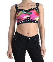 Dolce & Gabbana Multicolor Silk Cropped Polka Dot Bustier Corset Top  XXS