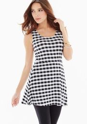 Soma Live Lounge Wear Soft Jersey Sleeveless Peplum Tunic Grand Gingham Dress