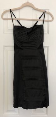 AMAZING condition- dry cleaned & rare find little black dress with mesh inserts/built in bra Size 1-2 .