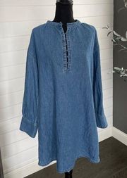 J Crew Denim Sheath Dress Long Sleeve / Size Medium