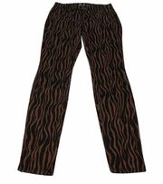 INC Tiger Print Skinny Leg Jeans Brown Size 4