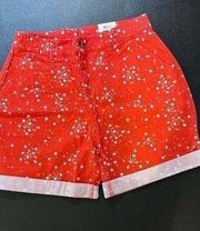 Style & Co Women's Roll-Cuff Bermuda Shorts Sunset Red Star Size 10 NWT P1-32