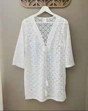 Kona Sol Pull Over Swim Suit Cover Up White Sz Small