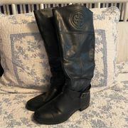 Pierre Dumas Black Faux Leather Riding Boot Size 7.5