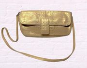 Vintage Preston & York croc vegan leather metallic gold bag small