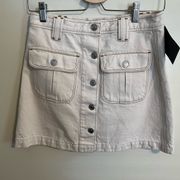 NWT Re/done Rinsed Birch Button front mini skirt