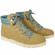 Faux Suede Lace Up Boots Tan Blue Size 9