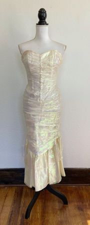 Vintage 80’s Strapless Iridescent Prom Dress