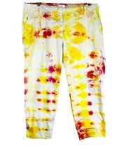 Crown Ivy Plus Size 12 Cropped Pants Sunshine Town Tie Dye Yellow Orange 495