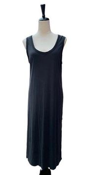 Modal Relaxed Sleeveless Black Mid-Length Dress Large