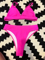 Hot Pink High Rise Bikini Set 