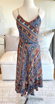 Marc Jacobs Printed Knee-Length Dress US 4 Blue Orange 