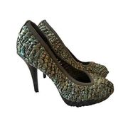 Stuart Weitzman Herbal Raffia Swoon Platform Pumps