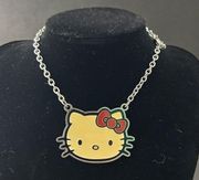 Hello Kitty Cat Sanrio Yellow Face Animation Pink Bow Necklace Chain Jewelry