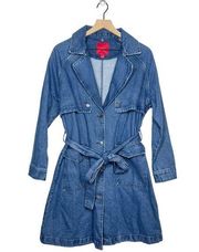 Jennifer Lopez Denim Shirt Dress Women's Size Sm Blue Denim Long Sleeve Belted