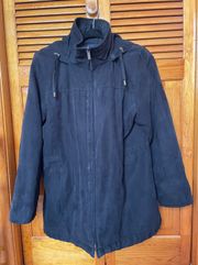 Black Rain Jacket With Removable Hood 