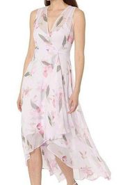 Calvin Klein. Floral Chiffon High-Low Dress.