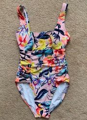 pink tropical one piece swimsuit