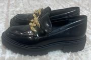 Gold Chain Lug Sole Loafers