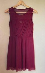 Jack by BB Dakota Sweetheart Pleated Burgundy Skater Dress Size 2