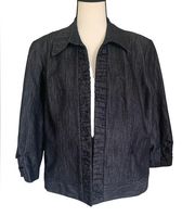 Dressbarn | open front denim ruffle blazer