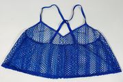 Victoria’s Secret Blue Lace Mesh Beach Swim Coverup Tank Crop Top Shirt Size L 💙 