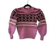 Kate Spade Flower fair isle sweater pink size XS