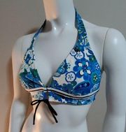 Jag Blue, White, & Green Floral Bikini Top (M)