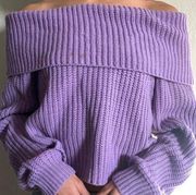 NWOT  Purple Cable Knit Off the Shoulder Sweater