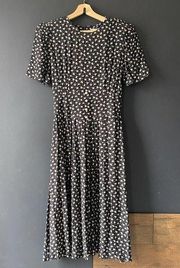 Vintage Jessica Howard Black French Floral Cottage Core Midi Dress Sz 12 Petite