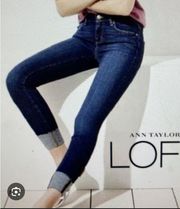 LOFT DARK WASH CUFFED MODERN STRAIGHT JEANS