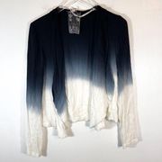 Young fabulous and broke navy blue Ombre long sleeve open front waterfall cardi