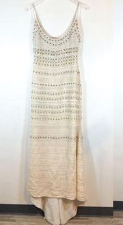 Badgley Mischka Bride Ivory Beaded Spaghetti Strap Boho Beachy Wedding Dress