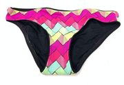 Seafolly Women's Size 8 US Multicolor Chevron Swimsuit Bikini Bottom Pink NEW