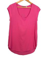 Jams World Women’s Cherry Pink Cap Sleeve Short Sleeve Scoop Neck Tunic Top