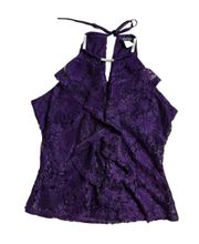 chic vneck purple lace ruffled tank top