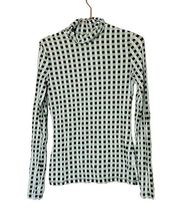 PROENZA SCHOULER Green Black Plaid Checkered Design Turtleneck Shirt Size Small