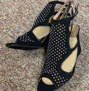 Forever 21 Blk suede open toe heel 8.5 4” heels