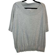 Cabi Grey Loose Short Sleeve Sweater Size Medium Silk Blend Scoop Neck