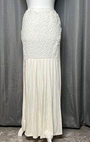 SOLITAIRE MEDIUM OFF WHITE MAXI SKIRT WITH SIDE SLITS New