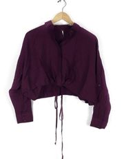 NWT YFB Young Fabulous & Broke Julep Burgundy Satin Crop Oversized Tie Top Small