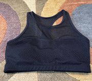 Fit Low Impact Sports Bra Lightly Padded Black Mesh High Neck Size Small