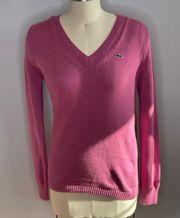 Pink V-Neck Knit Sweater, Size 38 (Medium)