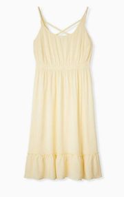 Torrid Challis Shirred Midi Dress Sleeveless Rayon in Millennial Yellow Size 3