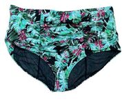 Torrid size 4 swin suit bottoms green tropical ruched bathing suit bikini floral